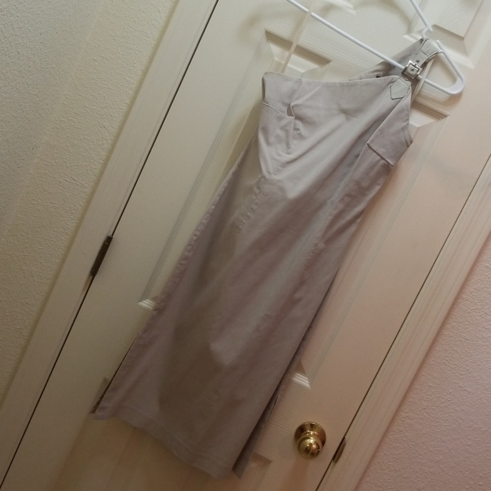 Express Stretch one shoulder khaki dress